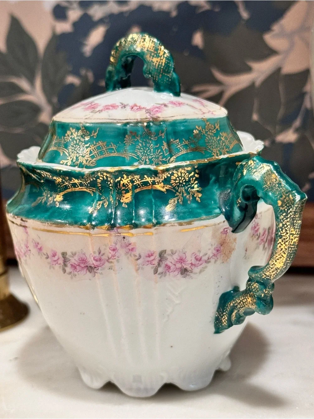 Bavaria / Vintage Hand Painted sugar Bow